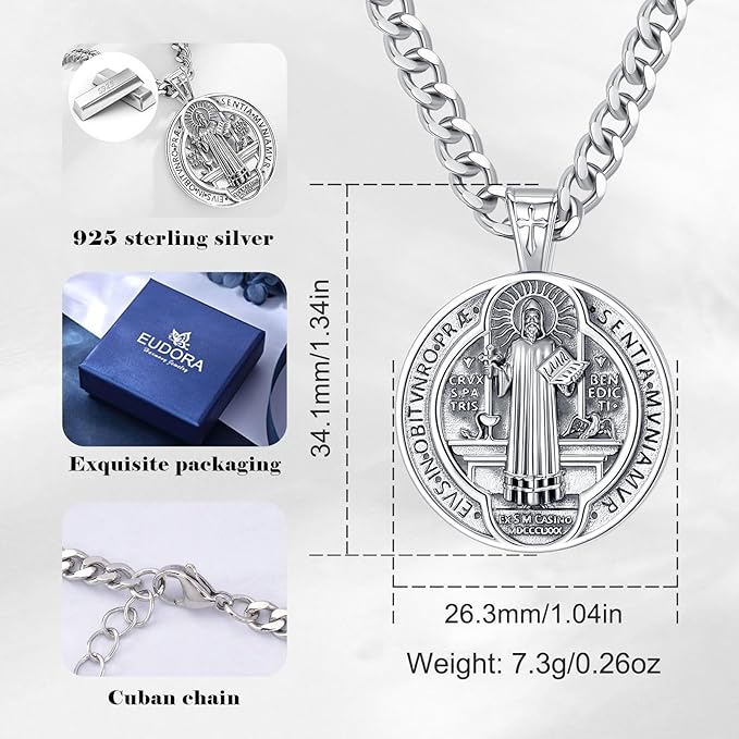 Collier de St-Benoit en argent sterling 925